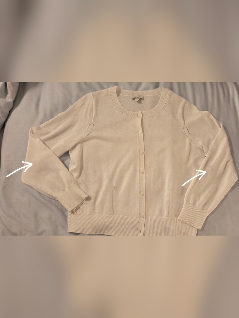 Cream Button-Front Cardigan - Picture 5 of 7